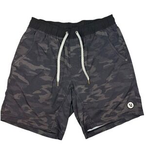 Vuori Kore Camo Shorts Mens Small Lined 7.5" Shorts Drawstring Grey Black Casual